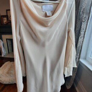Vintage Alfred Angelo blouse, 1980's, beautiful beading on long slit sleeves